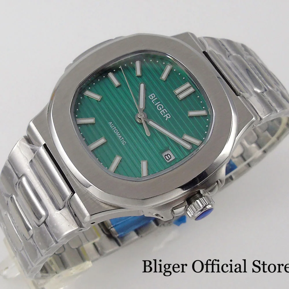 Reloj Automático para hombre, pulsera con esfera verde turquesa, cristal zafiro, índice luminoso, 21 joyas, MIYOTA 8215, NH35A, PT5000|Relojes mecánicos| - AliExpress