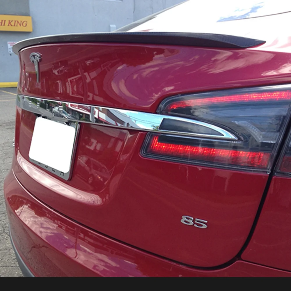 AITWATT автомобильные аксессуары подходят для Tesla модель S 4 Двери Седан 2012 до задний багажник спойлер из углеродного волокна черный задний спойлер