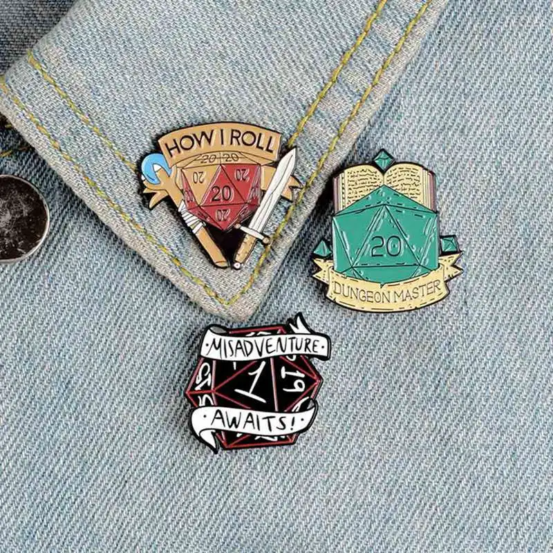 Мультяшный значок книга дракон и подземелье Броши для женщин вкус кости