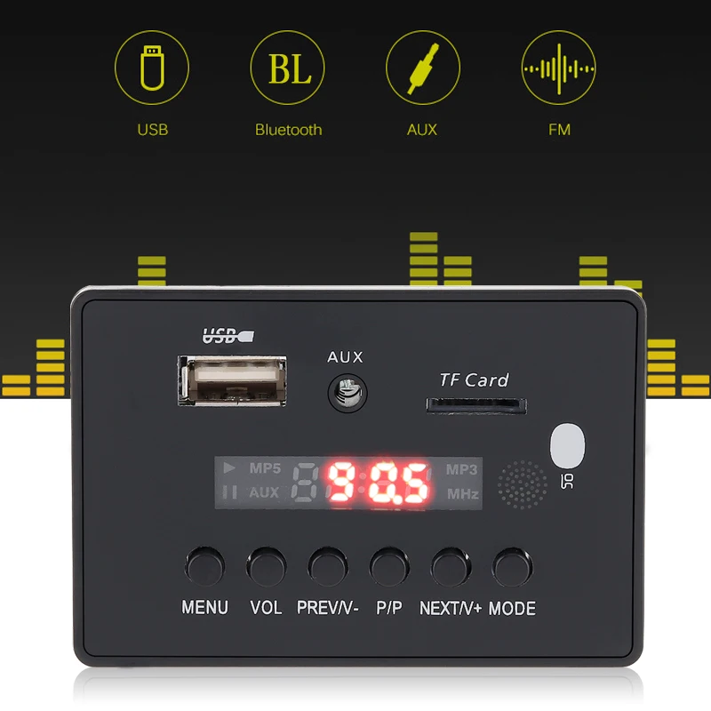 Decodificador e Reprodutor de Vídeo sem Perdas com Suporte para Pcb Compatível com Mp3 Rádio tf Aux fm - Mp4 Mp5 Usb V1.0 12v Dts - Image 6