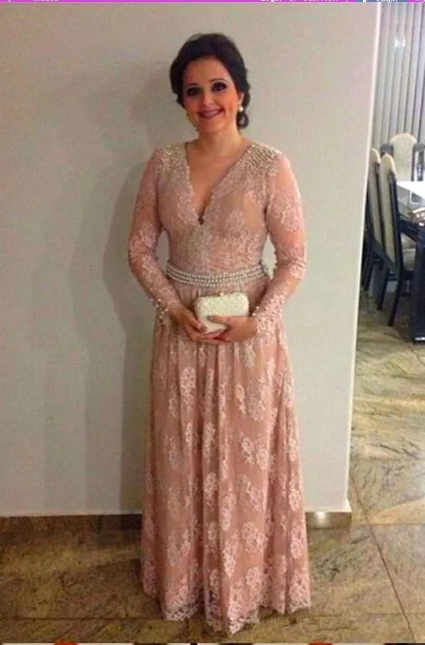 Lange Mouwen Moeder Van De Bruid Jurken A-lijn V-hals Kant Parels Plus Size Lange Bruidegom Moeder Jurken Voor Bruiloft Lange Mouwen Moeder Van De Bruid Jurken A-lijn V-hals Kant Parels Plus Size Lange Bruidegom Moeder Jurken Voor Bruiloft