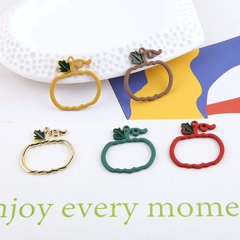 

10pcs new creative charms halloween series alloy frosted spray paint pumpkin pendant trendy earrings diy jewelry accessories