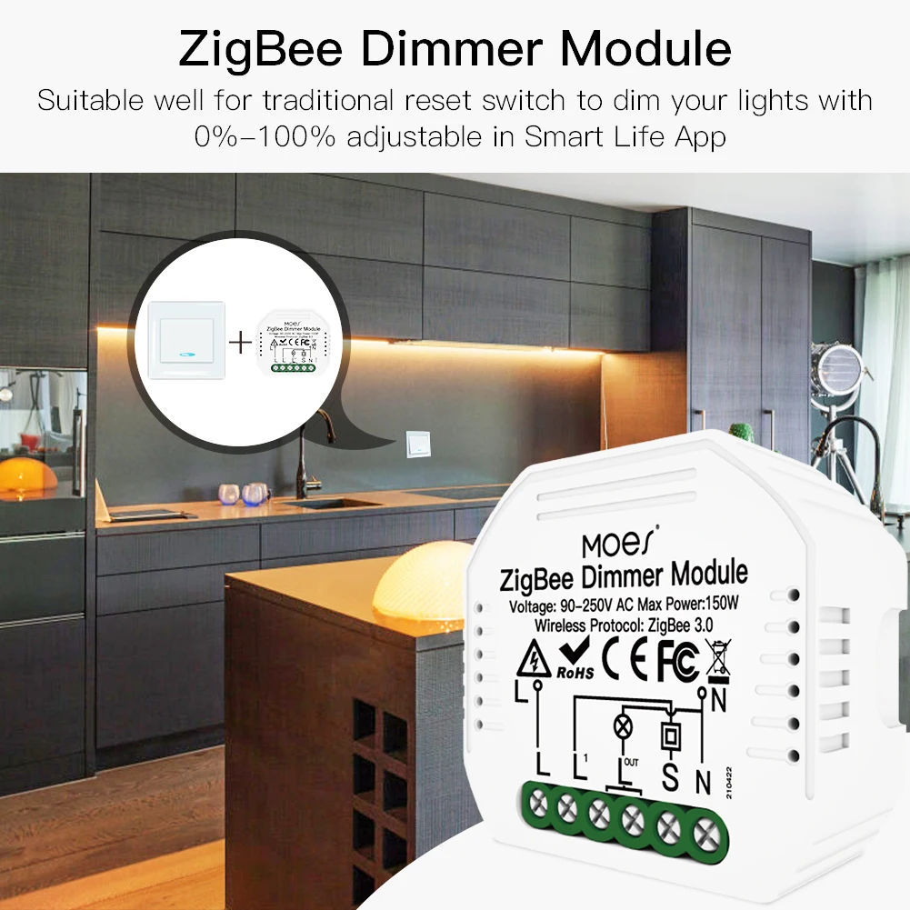 Moes Smart ZigBee WiFi Switch Module Dimmer Curtain Switch Smart Life App Remote Control Alexa Google Home Voice Control