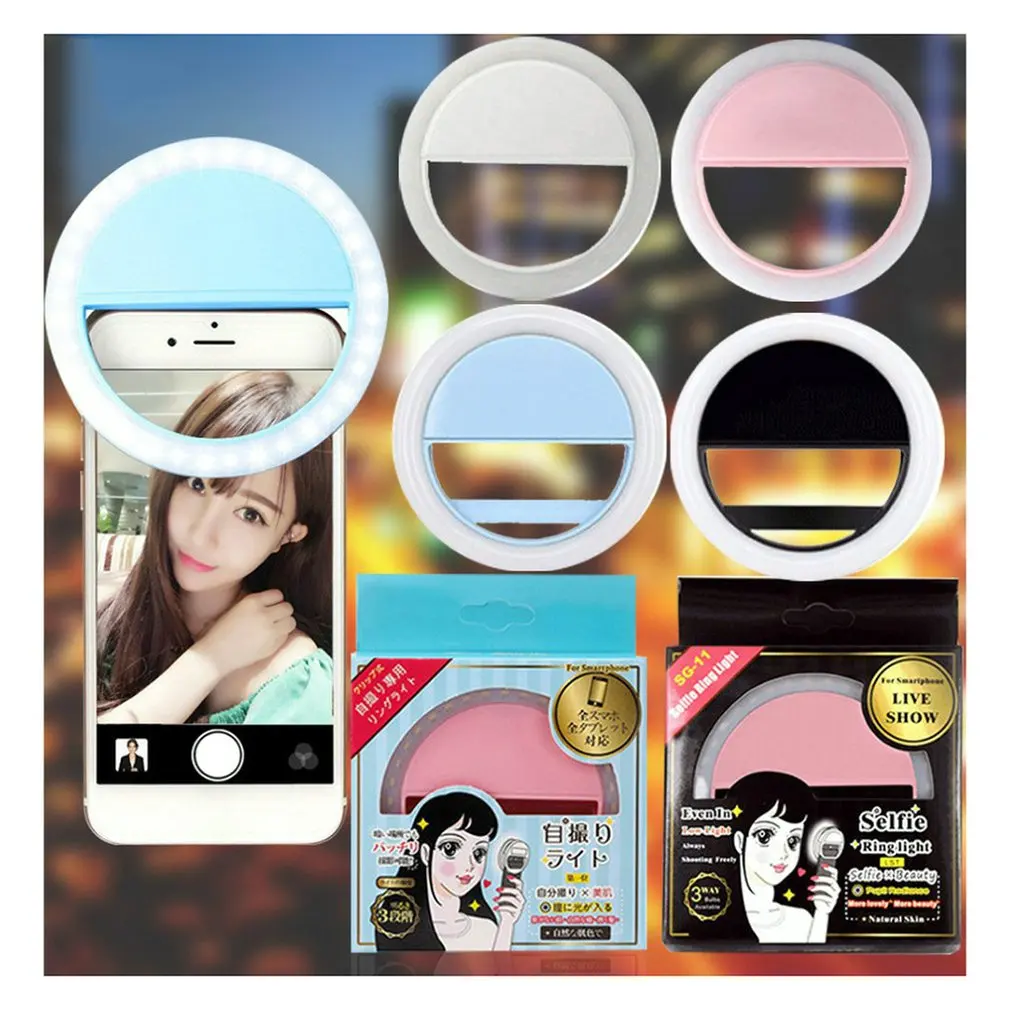 

Universal Selfie LED Ring Flash Light Portable Mobile Phone 36 LEDS Selfie Lamp Luminous Ring Clip For iPhone 8 7 6 Plus Samsung