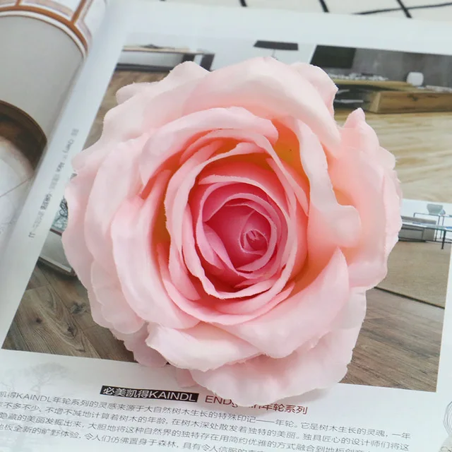 Розовый 20 шт./лот 10 см Искусственный Шелковый цветок розы голова DIY свадебный цветок Настенный декор дома Рождество День святого Валентина подарочная коробка - Цвет: Розовый