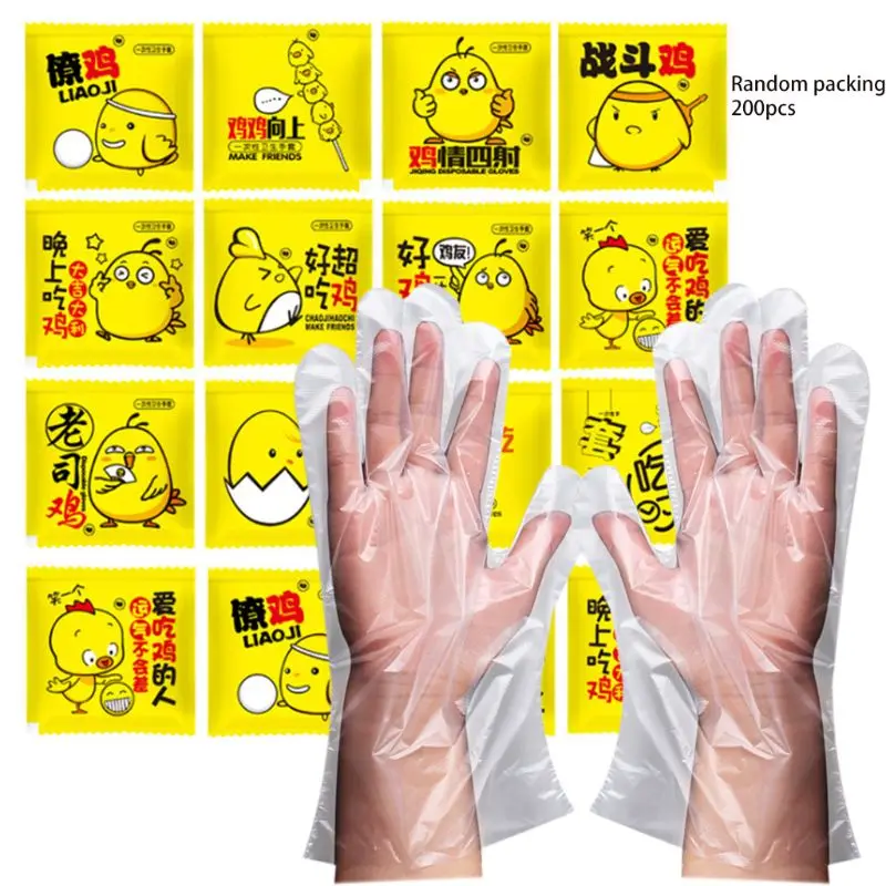 

200pcs Transparent Disposable Gloves BBQ Eco-friendly Food Plastic Fruit Kitchen