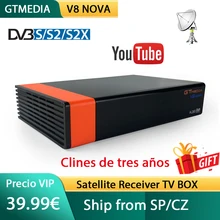 GTMEDIA-Receptor de TV por Satélite V8X, Decodificador DVB-S/S2/S2X con Wifi Integrado de 2.4G, H.265, Ccam, M3u, Stock en España