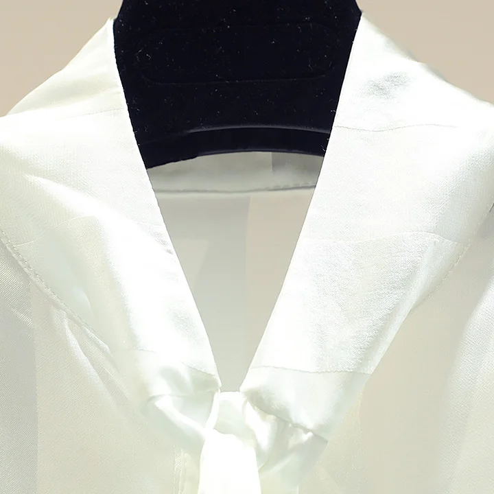 Осень, Blusas для женщин, корейский галстук-ап, однотонные рубашки для девочек, женская рубашка с рукавом-фонариком и воротником-бабочкой, блузка, женские топы