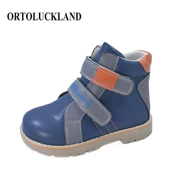 Ortoluckland orthopédique bébé chaussures pour enfants petit bébé bottes d'hiver printemps automne mode bleu cuir Football bottes courtes