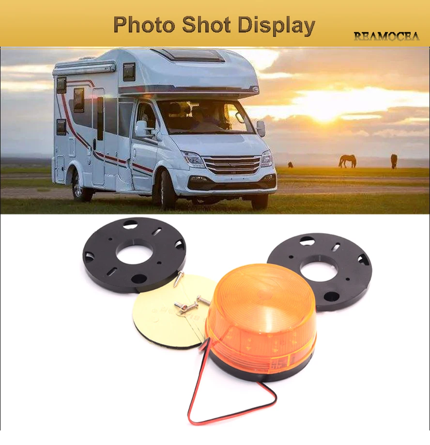 Reamocea Universal Strobe Signal Warning Waterproof DC12V Indicator light LED Amber Light Security Alarm Police Emergency Lamp  (12)