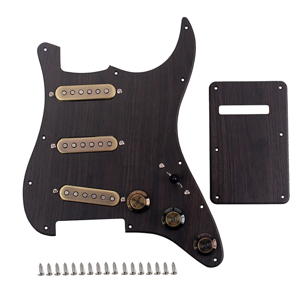 Loaded Alnico V Pickguard Back Cover Set SSS Rosewood for ST Guitar Metal Loaded Alnico V Pickguard Back Cover Set SSS Rosewood for ST Guitar Metal