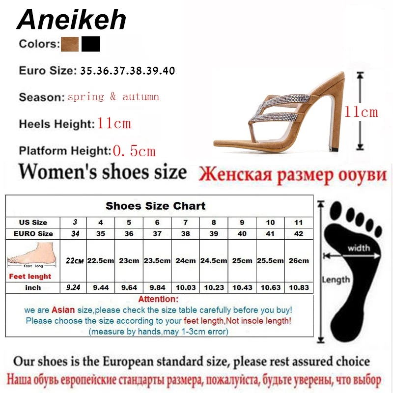 Aneikeh/блестящие стразы; Вьетнамки; обувь; женские шлепанцы на каблуке; остроконечные слипоны на высоком тонком каблуке; женские модные вечерние туфли-лодочки