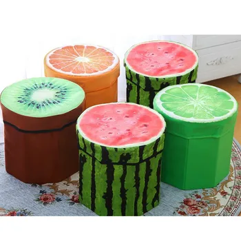 

Creative Fruit Foldable Storage Foot Stool Children Pouffe Bedroom Home Chair Kids Seat with cover non-woven storage box #4B09