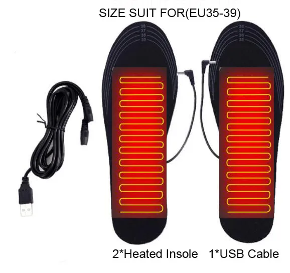 USB Cable 35-39 Новинка; стельки с подогревом; стельки для ног; стельки с подогревом; теплые стельки для мотоциклетных ботинок; стельки для спорта на открытом воздухе; теплые стельки для зимы - Цвет: USB Cable 35-39