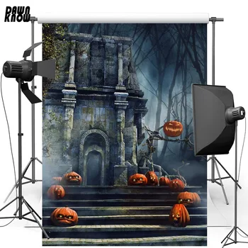 

DAWNKNOW Happy Halloween Party Photography Background Pumpkin Lantern Terrifying Castle Backdrop For Children Photo Studio G817