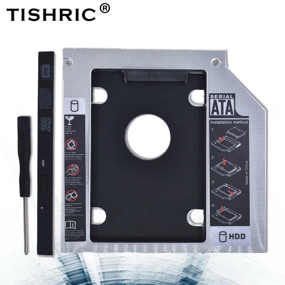 Универсальный Tishric алюминий 9,5 мм SATA 3,0 HDD Caddy с светодиодный адаптер DVD HDD жесткий диск Корпус для ноутбука DVD-ROM Optibay - Цвет: Double LED panel