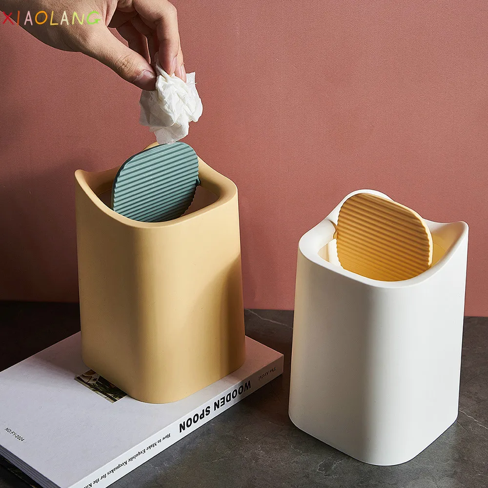 

Nordic Creative Fashion Desktop Small 4L Trash Can Home Office Desktop Trash Can Desktop Debris Storage Box Paper Basket