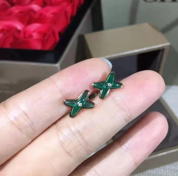 

Top Quality Hot Brand Pure 925 Sterling Silver Jewelry Green Blue Pink White Small Cross Wedding Jewelry Earrings