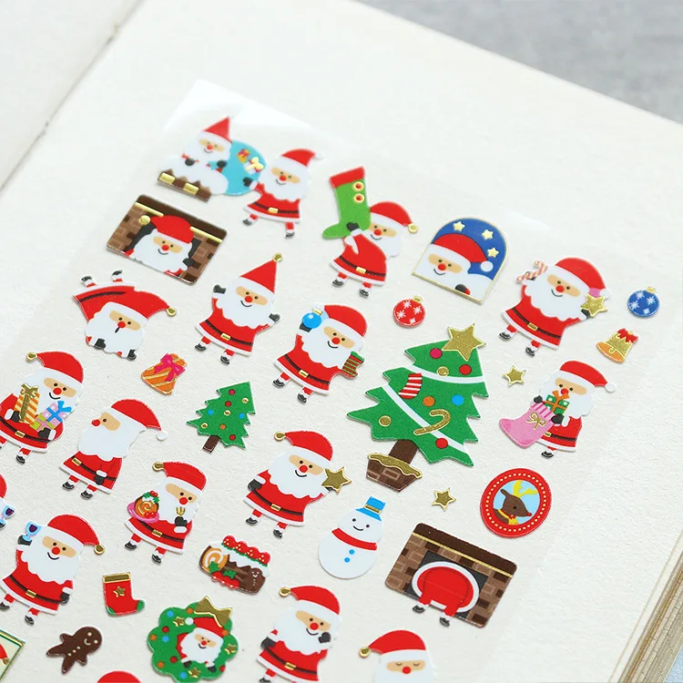 

2019 Diary Stickers Merry Christmas Santa Adhesive Stickers Claus Gilding Decorative Stickers DIY Decoration