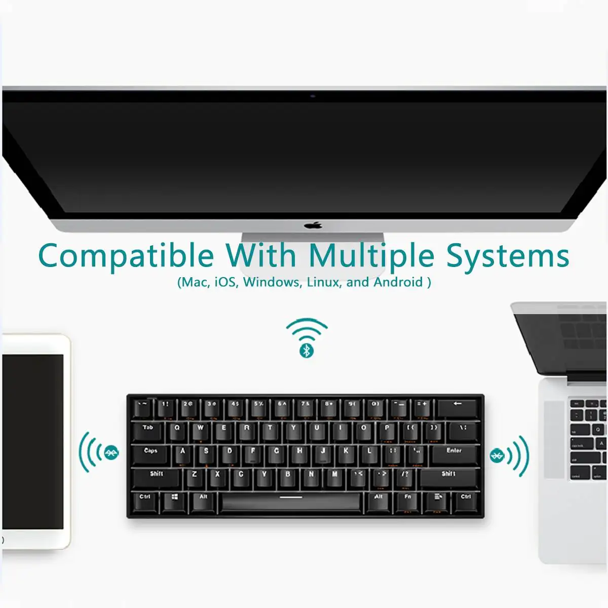 Feker 61Keys bluetooth Dual Mode Mechanical Keyboard 1.68 million RGB Backlit Type-C Gaming Keyboard Gateron Switch