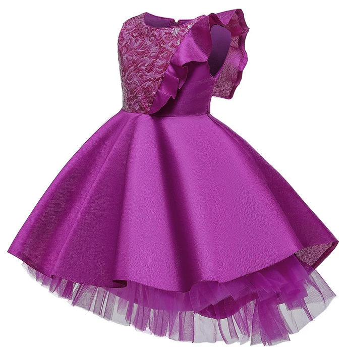 Блестящее атласное платье с блестками для девочек элегантные Детские платья для девочек, Костюм праздничные платья с бабочками для дня рождения 4, 6, 8, 10, 12 лет