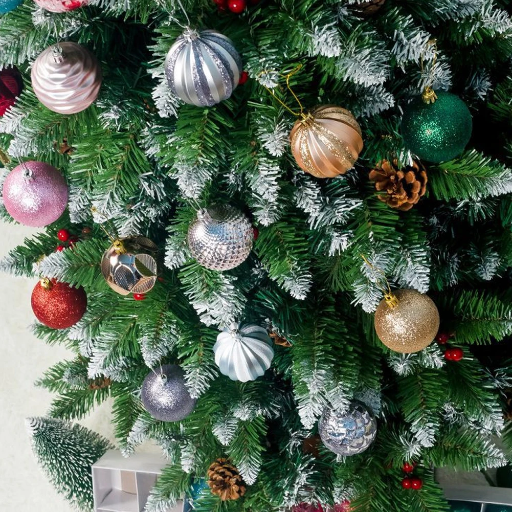 12Pcs/Set Shatterproof Santa Deer Print Christmas Balls Xmas Tree Hanging Decor Gift Christmas and other festival decoration