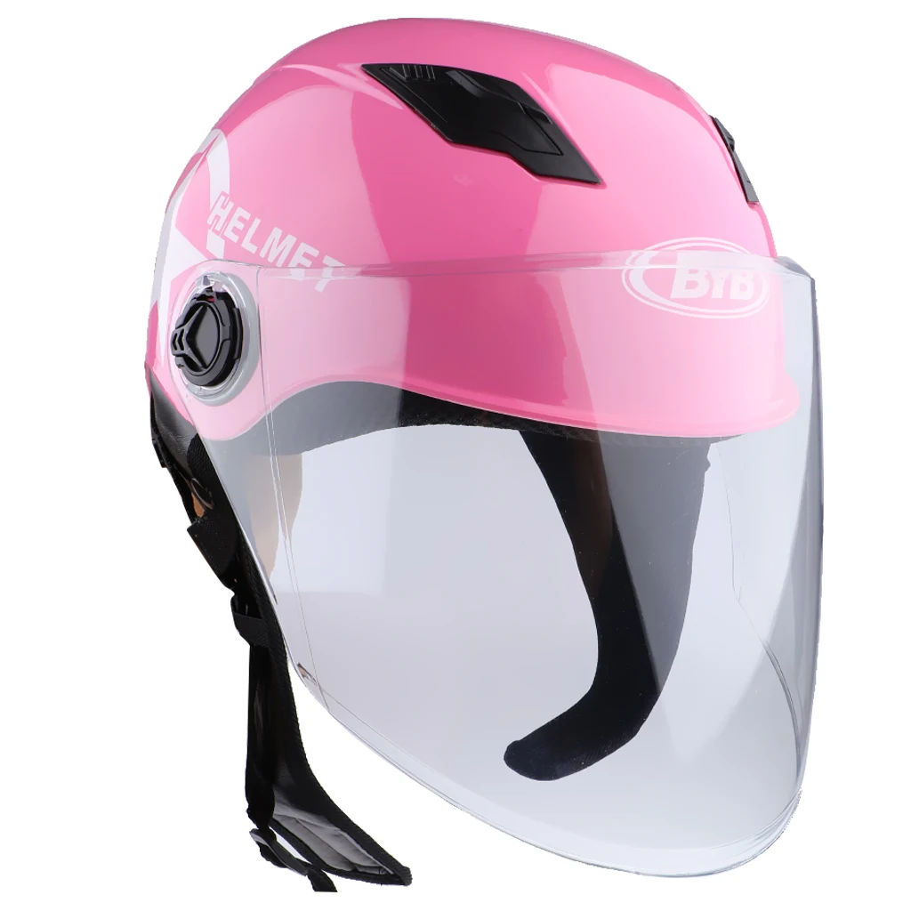 Motorcycle Helmet with Sun Visor and Release Buckle M Pink A