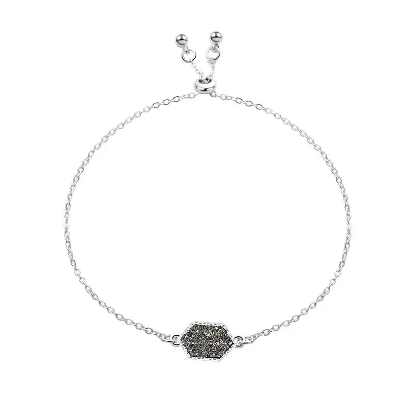 Модный Регулируемый Круглый круглый полимерный Druzy браслет Drusy из искусственной смолы Druse камень Золотая Серебряная цепочка ювелирное изделие для женщин подарок - Окраска металла: 23