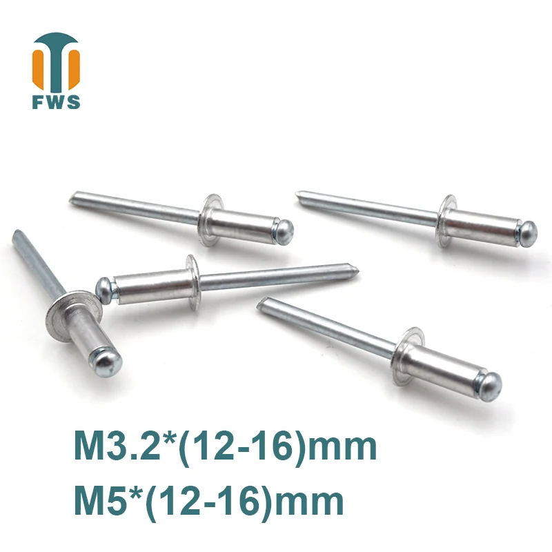 

10 PCS M3.2/M5 12-16mm DIN EN ISO 15977 GB /T 12618.1 Aluminum Open End Blind Rivets Pop Rivets With Protruding Head