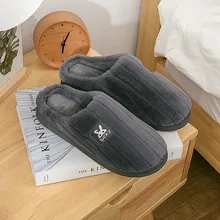 Тапочки из флока с рисунком кролика; мужские Нескользящие домашние тапочки; Сезон Зима; теплые домашние тапочки для спальни; zapatos hombre; повседневная обувь