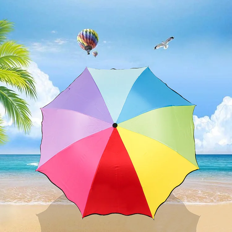 Зонт с черной подкладкой Only Jime Rainbow, зонтик от солнца с оборками, антиуф, высококачественный ручной цветной Зонт двойного назначения