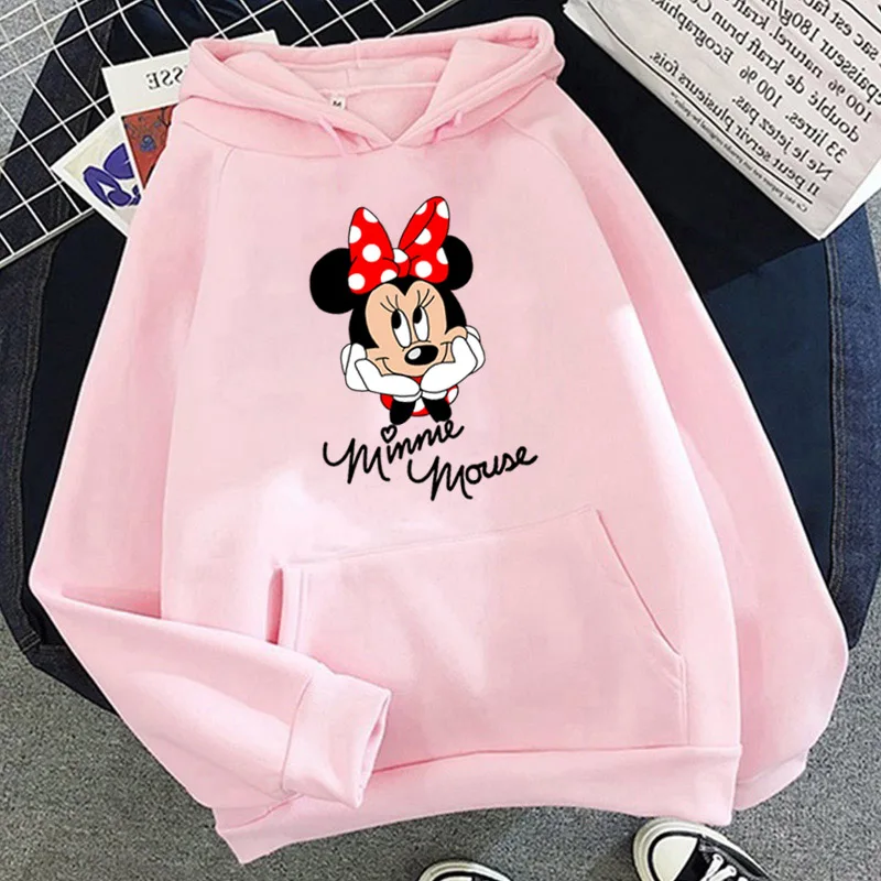 Disney Women Hoodies Minnie Mickey Mouse Hoodies Cartoon Tops Long Sleeve Pockets Sweatshirts Fashion Hooded Women 22