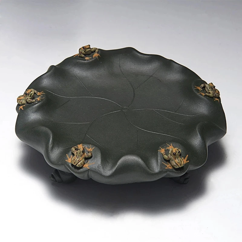 Tea Pet with Color Changing, Creative Water Spray, Lotus Leaf, Frog, Kung Fu Tea Pet for Tearoom, Ornament Accessories, Gift