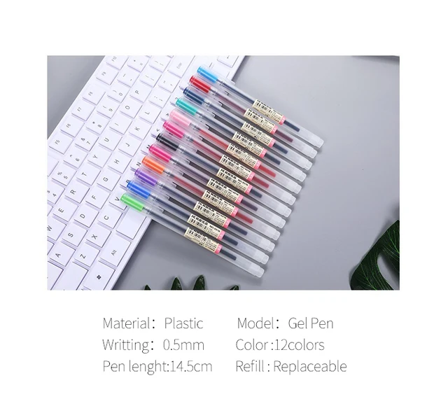 12 pz/set Style Gel Pen 0.35mm nero blu rosso Ink Pen Maker Pen School  Office student Exam Writing School MUJI Pen Style - AliExpress