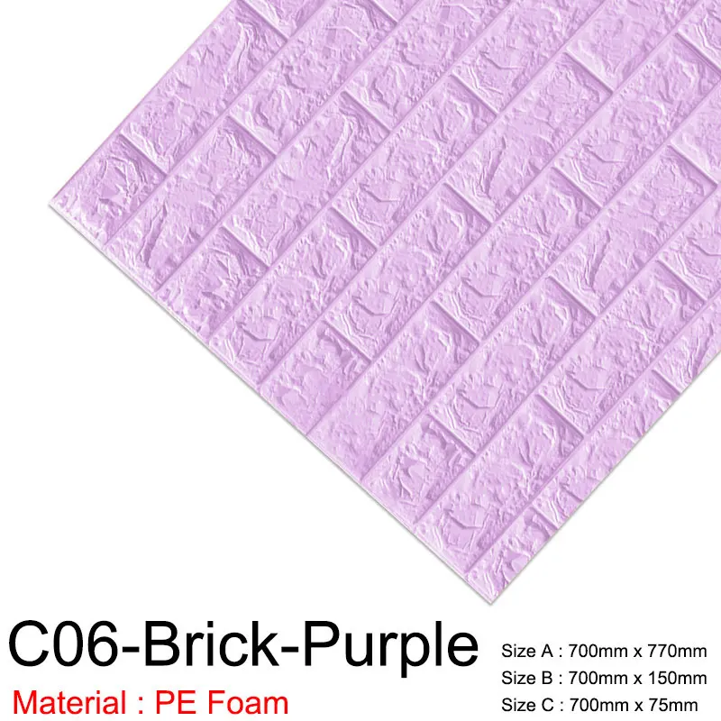 C06-Brick-Purple 3D стикер на стену s мраморный кирпич водостойкая настенная бумага самоклеящийся Декор Фон для детской комнаты Гостиная Наклейка на стену - Цвет: C06-Brick-Purple