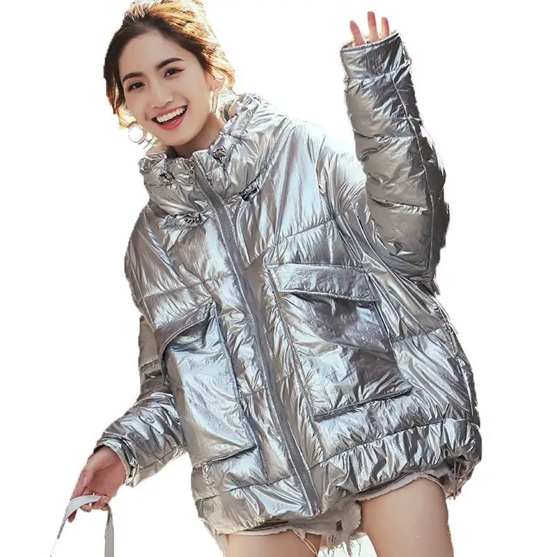 

Ladies Cotton Down Jacket Ins Puffer Jacket Women Pockets Winter 2019 Oversized Bubble Coats Loose Parka Mujer