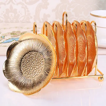 

European Style Retro Silver-plated Gold Plated Metal Coaster Decorative Pattern Insulation Mat Creative ri shi cha Drag Snack Di
