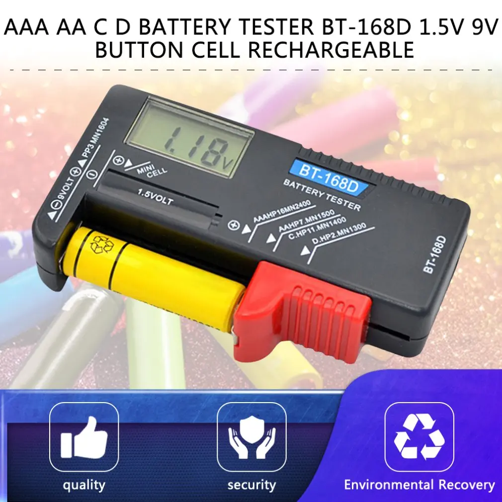 1 шт. AAA AA C D тестер батареи для 9 в 1,5 В и кнопки сотового AAA AA C D BT-168D перезаряжаемая Прямая