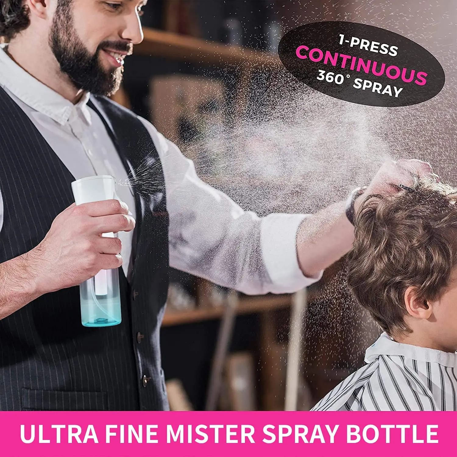 Hair Spray Bottle – Ultra Fine Continuous Water Mister for Hairstyling, Cleaning, Plants, Misting & Skin Care