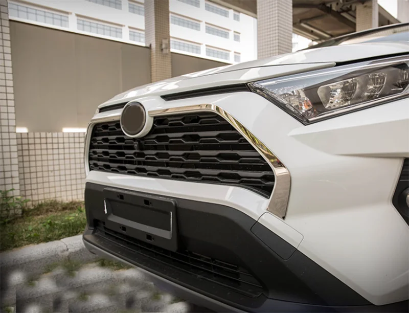 Передняя решетка, 2 шт., декоративная накладка для Toyota RAV4, наклейки для автомобиля, АБС хромированная Автомобильная решетка