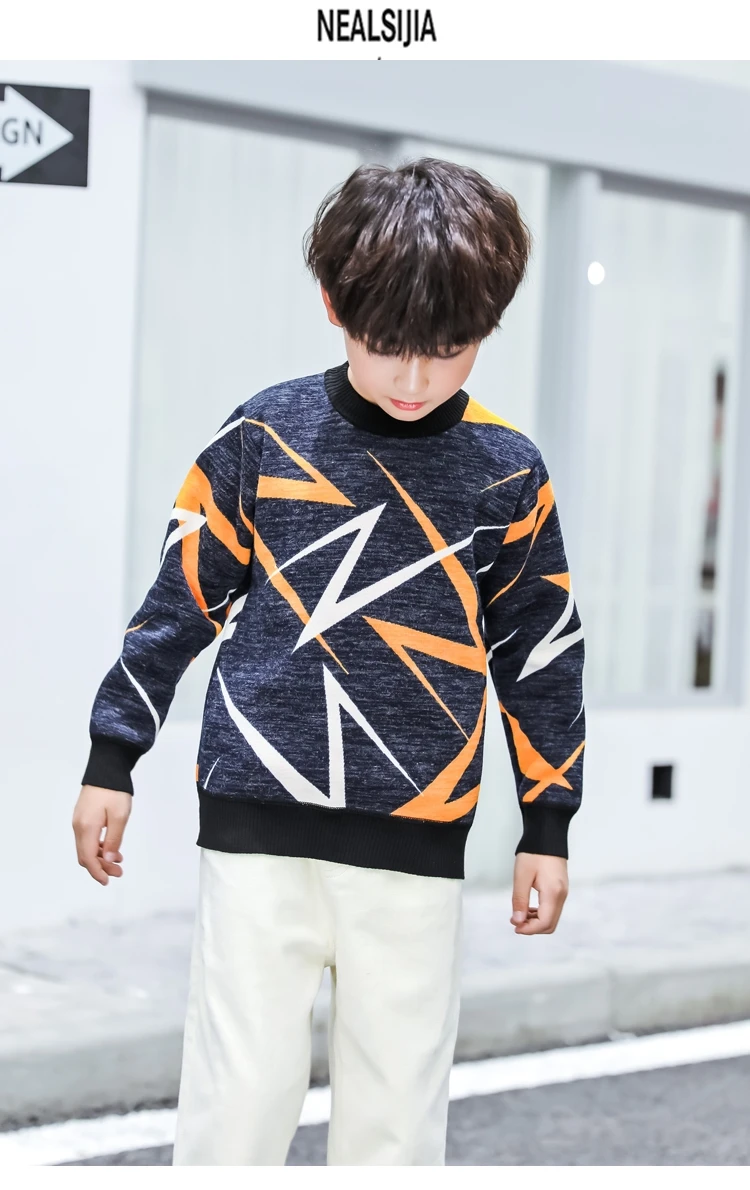 Brand New Kids Sweaters For Boy New Year Warm Sweater For Teenagers Pullover Knitted Winter Clothes for Children Age 14 to 4 T