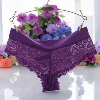 

Sexy Lace Transparent Thong Woman Panties Low Waist Cotton Crotch Ladies Briefs Underwear Women Soft and Breathable G-String new