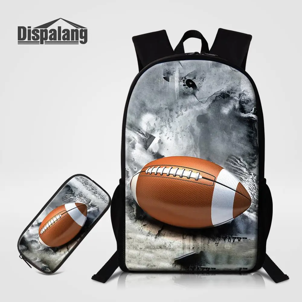 Школьная сумка Rugbyball Football Backapck с логотипом вашего собственного дизайна для мальчиков, 16 дюймов, сумка для книг с пеналом, чехол для ручек, рюкзак - Цвет: Backpack With Case3