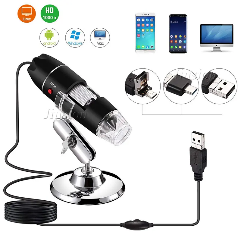 Hacloser Portable USB Digital Mobile Microscope 500X with LCD Screen Metal Stand Handheld Magnifier