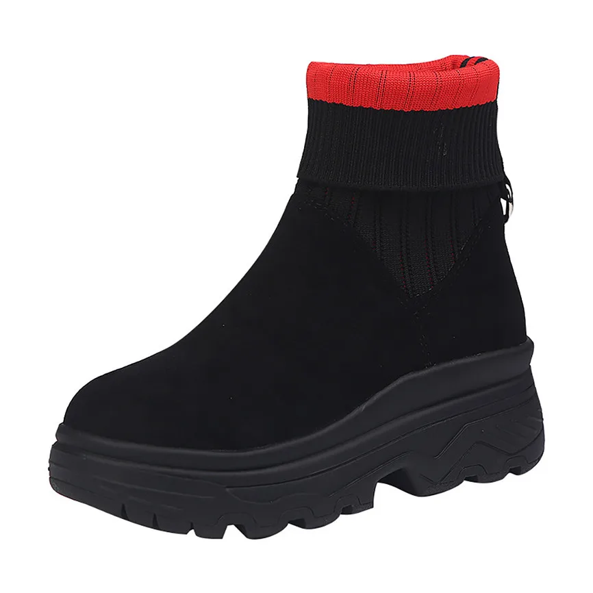 Короткие ботинки размера плюс, botas mujer invierno, модные женские разноцветные платформы, без шнуровки, с круглым носком, вечерние, повседневные женские ботинки, Y9