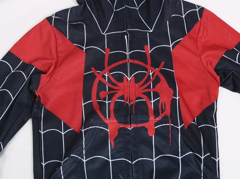 Аниме «Человек-паук» в Spider-текстами и сюжетами из Костюмы для косплея миль Morales; детская пижама с человеком-пауком; детские толстовки с капюшоном, толстовка, куртка, Топ