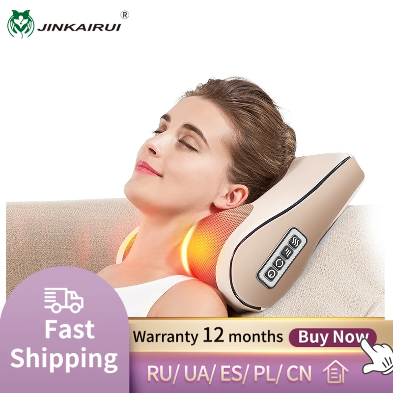 Electric Multifunctional Neck Massager Cervical JinKaiRui Shiatsu Massage Pillow Massage Cushion Neck shoulder Body Relax Device