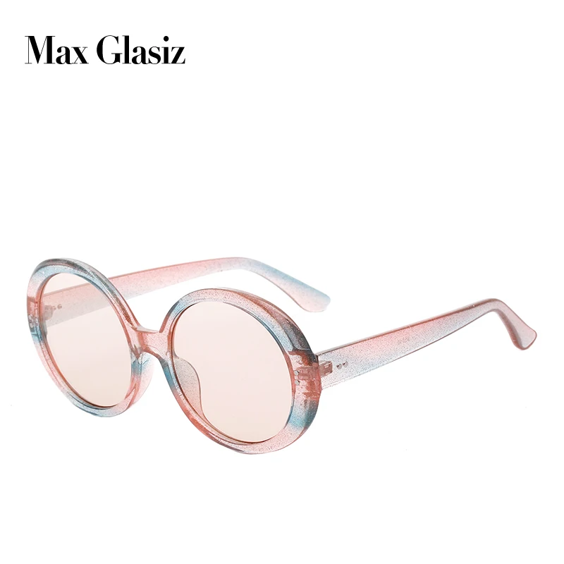 Max Glasiz Новая мода овальная оправа солнцезащитные очки Женщины Леди Женская градиентная линза солнцезащитные очки ретро тренд металлический гвоздь солнцезащитные очки UV400 - Цвет линз: pink blue w L brown