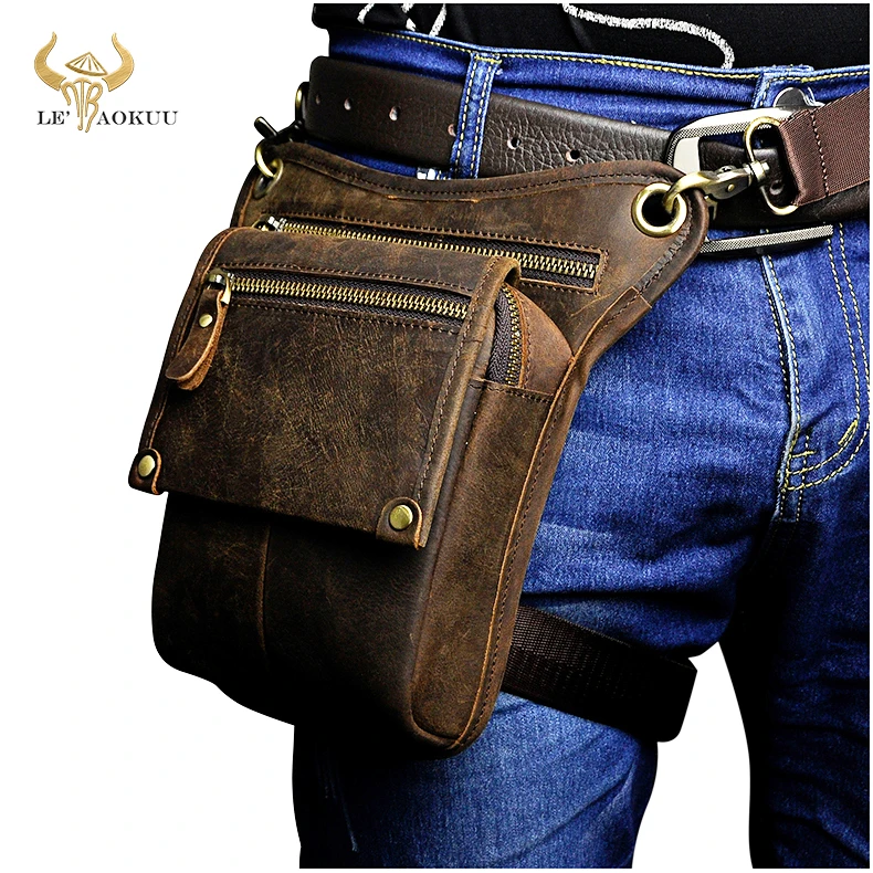 Crazy Horse Leather men Multifunction Design Small Messenger Bag ...