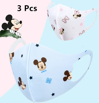 

3pcs Mickey Children Mask Minnie kid Cartoon Polyester Face Mask Protection Dust-proof Washable reutilizable washable Mouth